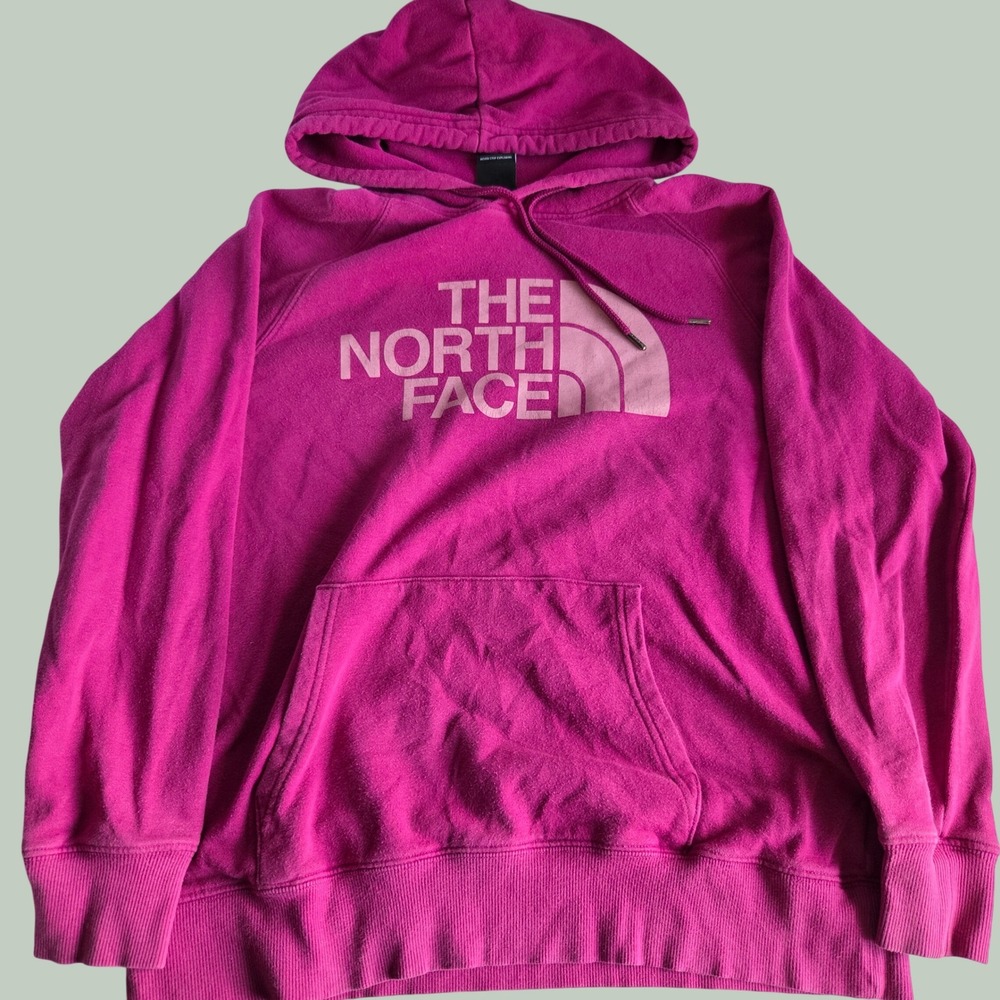 The North Face Womens Pink‎ Half Dome Logo Pullover Hoodie Size M Fuchsia